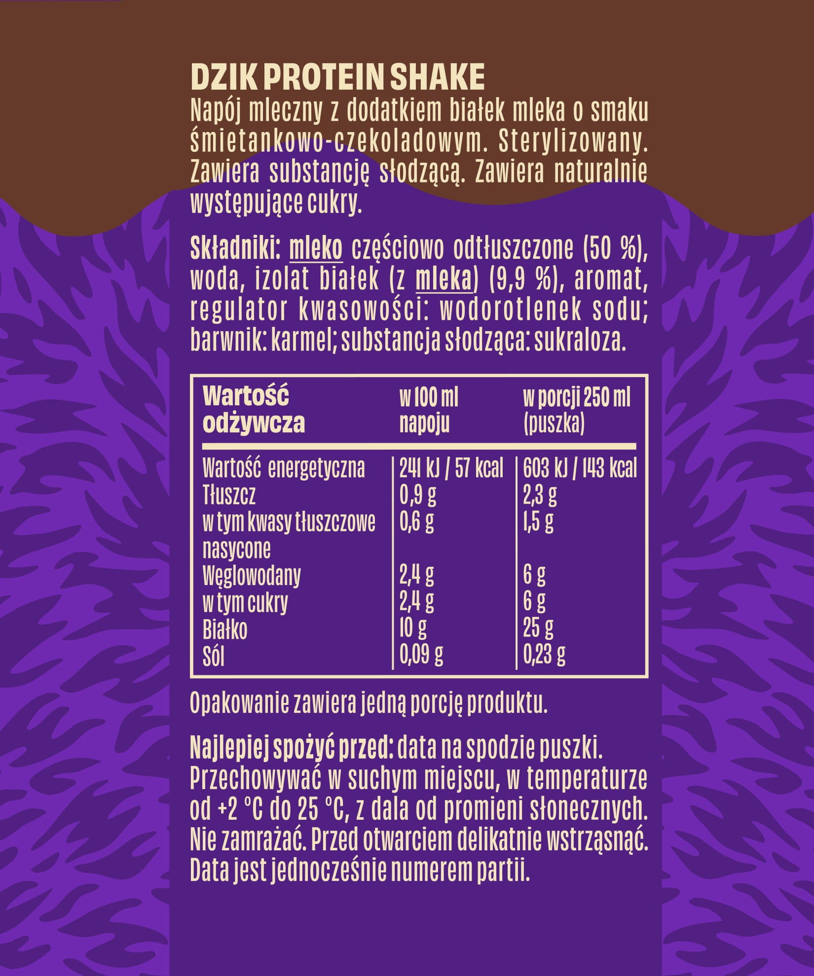 DZIK® PROTEIN SHAKE CREAM - CHOCOLATE 250 ml